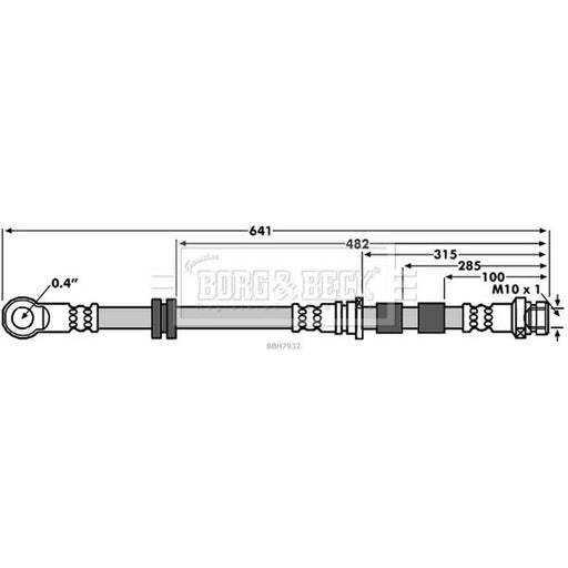 Borg & Beck Brake Hydraulic Hose Line Front Right BBH7932