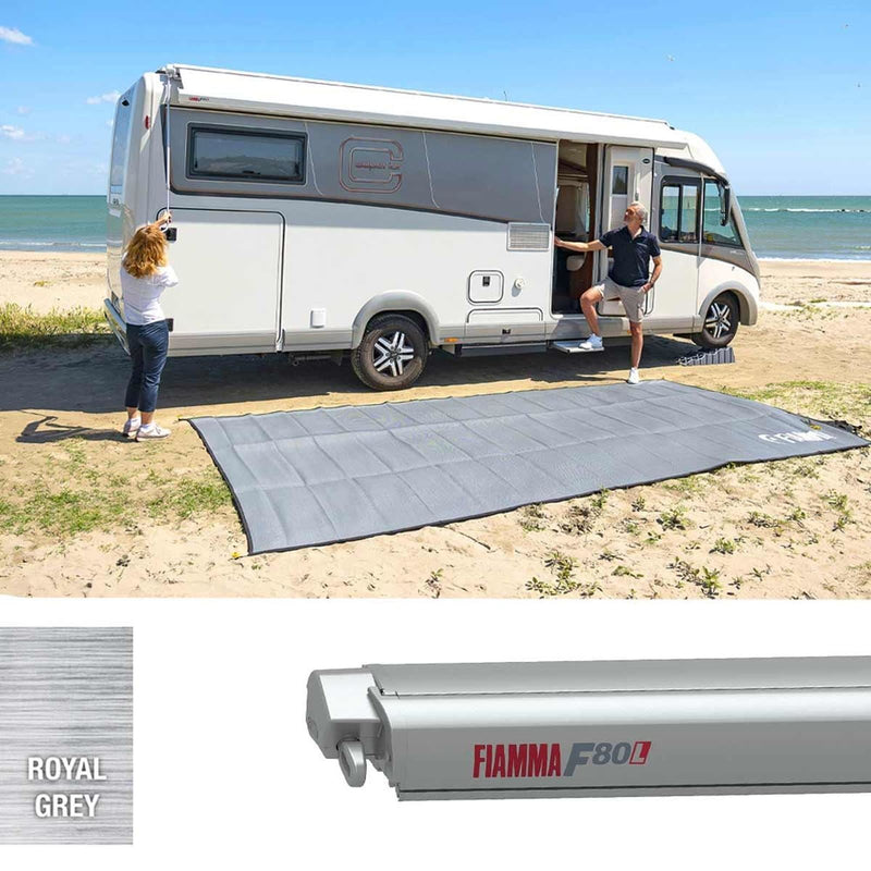 Fiamma F80L 450 Awning Titanium - Royal Grey (07842G03R) Winch Handle Roof Mounted Fiamma - Dynamic Drive