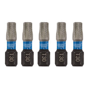 Draper Expert TX-STAR Impact Screwdriver Bits, T30 x 25mm, 1/4" Hex (Pack of 5) Draper - Dynamic Drive