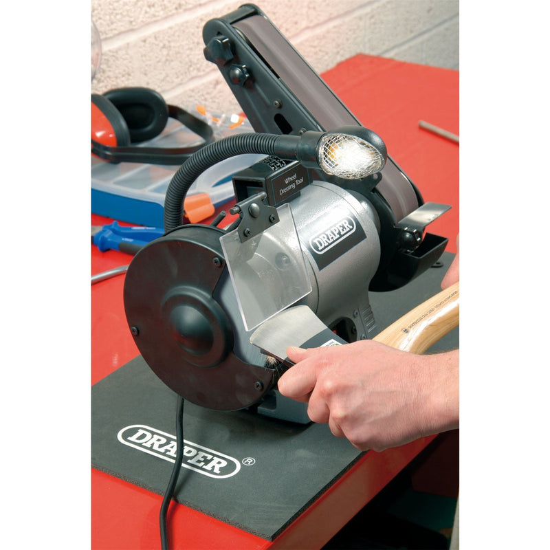 Draper Bench Grinder with Sanding Belt and Worklight, 150mm, 370W 05096 Draper - Dynamic Drive