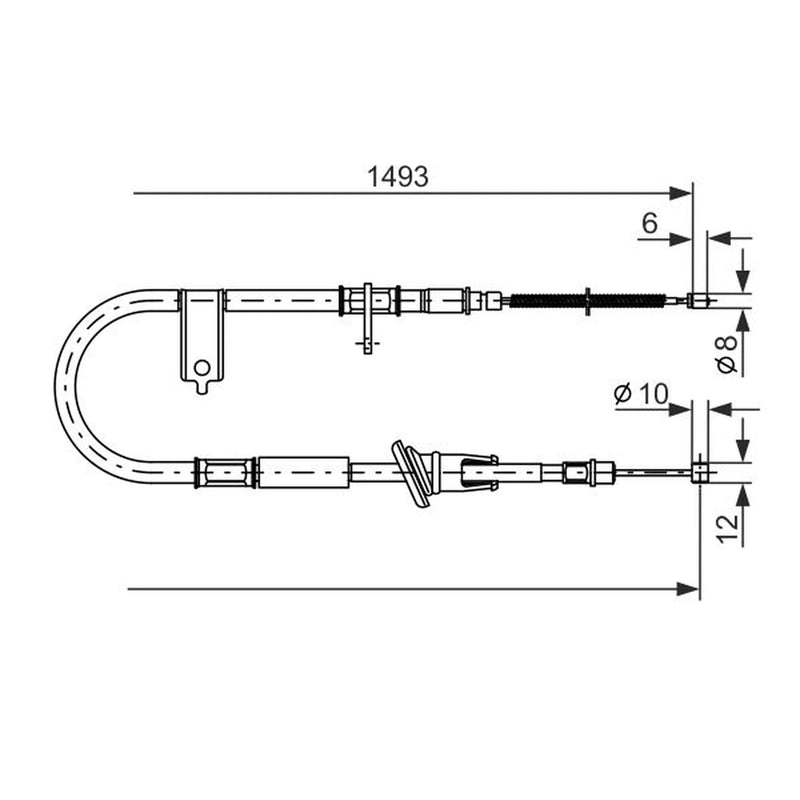 Bosch Handbrake Cable Left Rear fits Hyundai Accent II 1999-2006 1.3 1.5 1.6