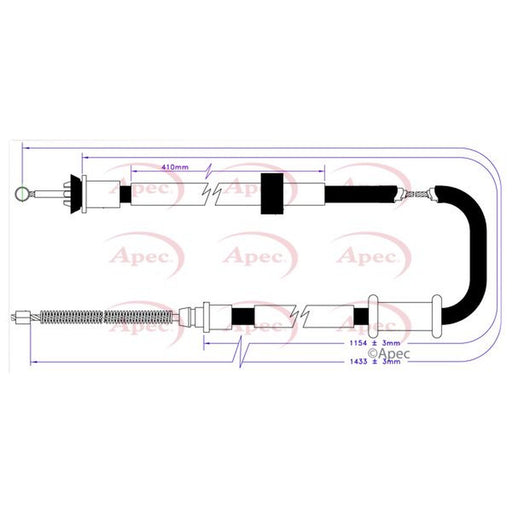 Apec Handbrake Cable Left Rear fits Fiat Panda 2012 on 0.9 1.2 1.3
