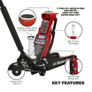 Sealey Low Profile High Lift Trolley Jack with Rocket Lift 2/3 Tonne 3200LEHL Sealey - Dynamic Drive