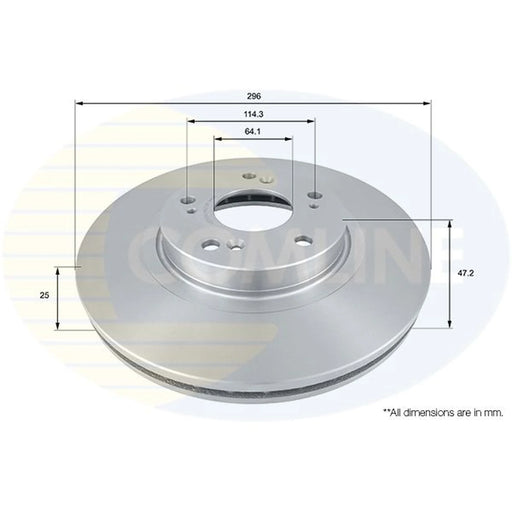 Comline 2 x Brake Discs fits Honda Accord VIII 2008-2015 2.0 2.2 2.4