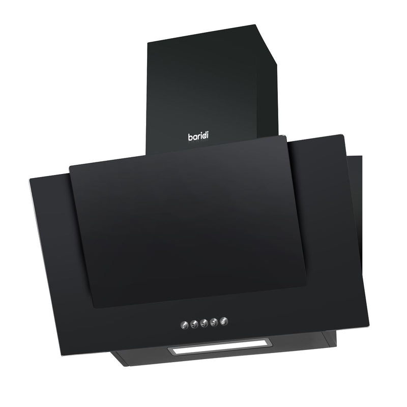 Baridi Angled Chimney Cooker Hood with Carbon Filters & LED Lamp - Black Glass Baridi - Dynamic Drive