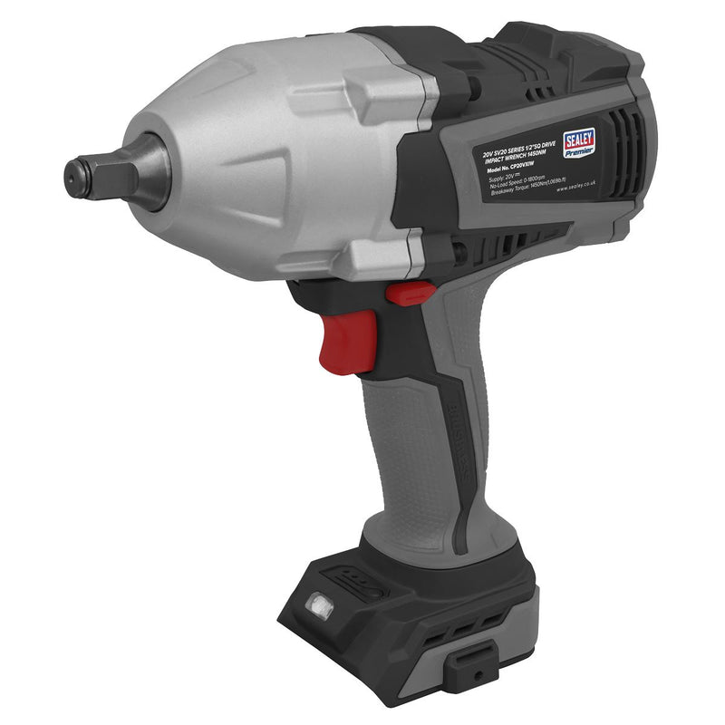 Premier SV20 Series 1/2"Sq Drive Brushless Cordless Impact Wrench 20V Body Only Sealey Premier - Dynamic Drive