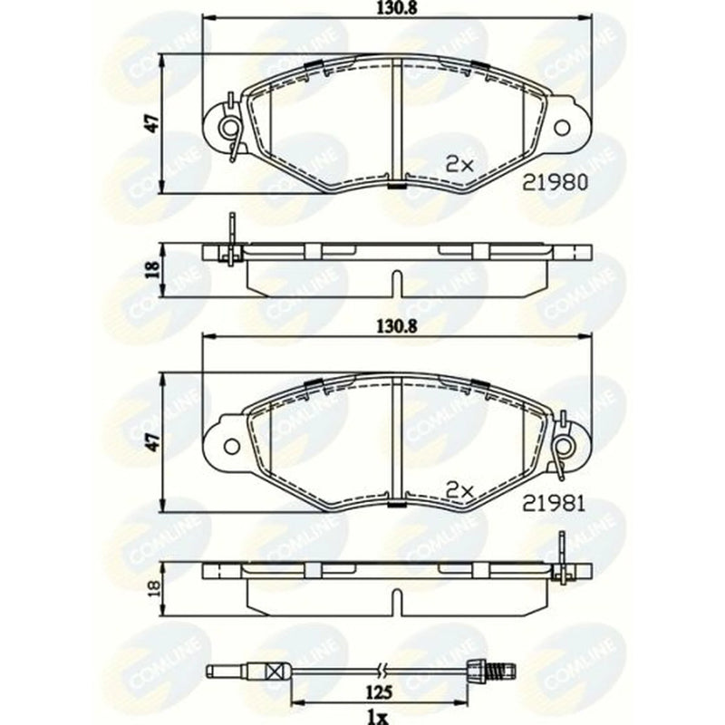 Comline 4 x Front Brake Pad Set fits Nissan Kubistar 2003-2009 1.2 1.5 1.6