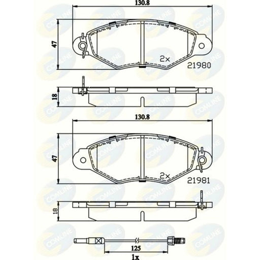 Comline 4 x Front Brake Pad Set fits Nissan Kubistar 2003-2009 1.2 1.5 1.6