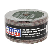 Sealey Sanding Disc Fibre Backed100mm 36Grit Pack of 25 FBD10036 Sealey - Dynamic Drive