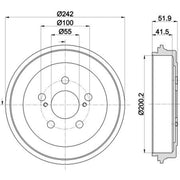 Mintex Brake Drum Assembly Rear fits Toyota Celica 1999-2005 1.8