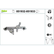 Valeo Electric Window Regulator Lifter Right Rear 851933