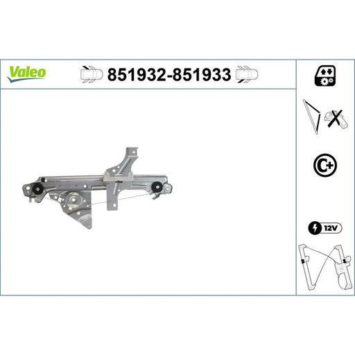 Valeo Electric Window Regulator Lifter Left Rear 851932