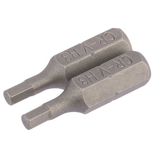 Draper Hexagonal Insert Bit, 3mm, 1/4" Hex, 25mm Long (Pack of 2) 63962 Draper - Dynamic Drive