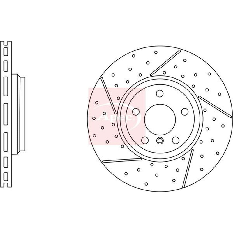 Apec 2 x Perforated/Vented Brake Discs fits BMW 3 2004-2012