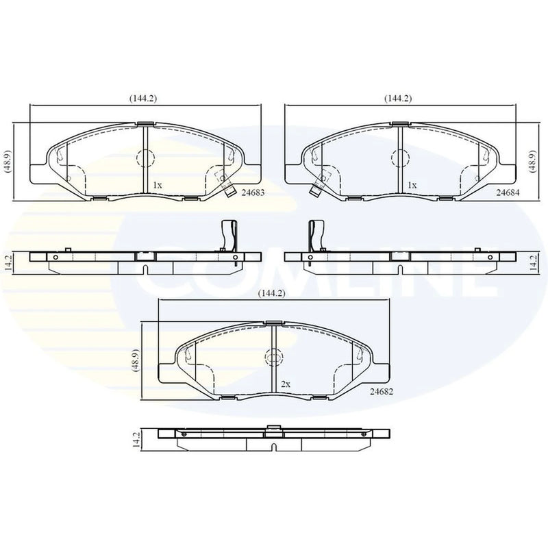 Comline 4 x Front Brake Pad Set fits Nissan Cube 2003-2008 1.4 1.5