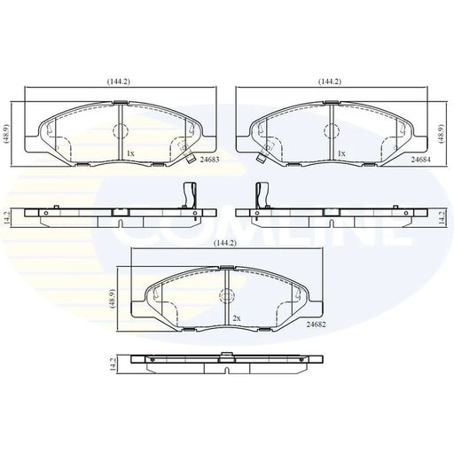 Comline 4 x Front Brake Pad Set fits Nissan Cube 2003-2008 1.4 1.5