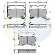 Comline Front & Rear Pads fits Mitsubishi Pajero Sport II 2008 on 2.5