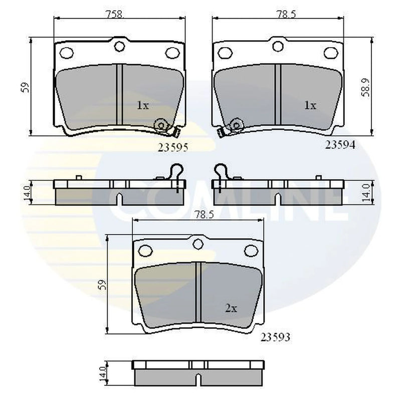 Comline Front & Rear Pads fits Mitsubishi Pajero Sport II 2008 on 2.5
