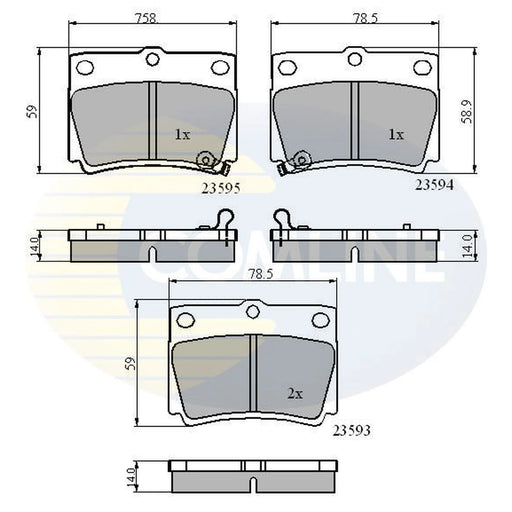 Comline 4 x Rear Brake Pad Set fits Mitsubishi Challenger 1997-2003 2.5 2.8 3.0