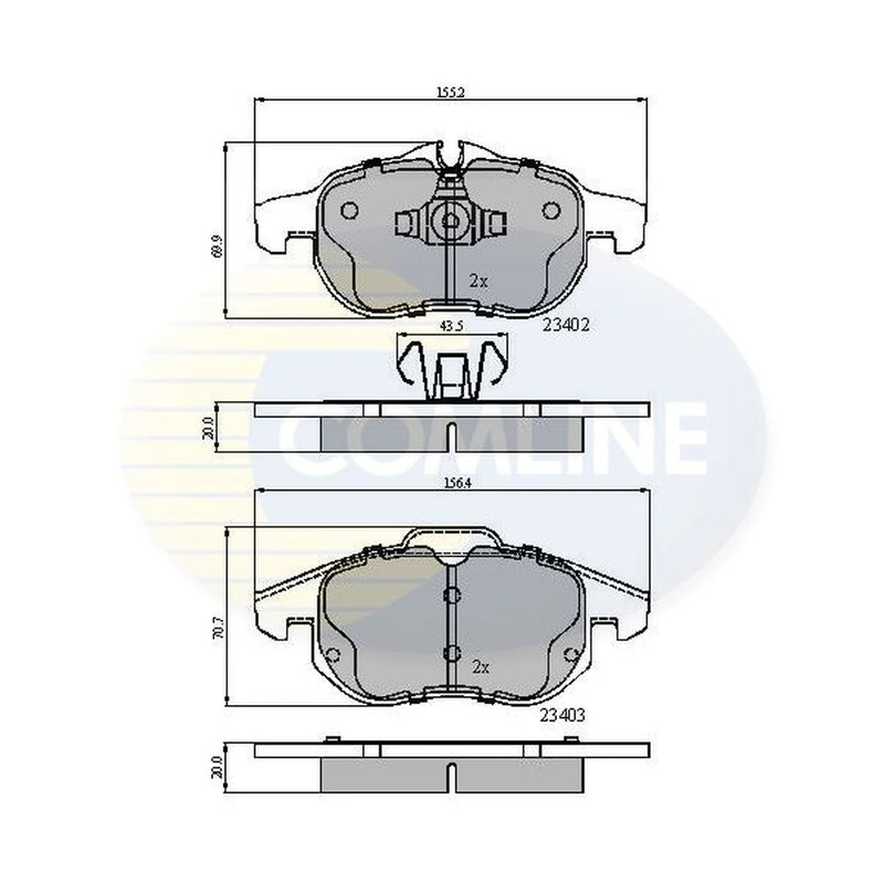 Comline 4 x Front Brake Pad Set fits Cadillac Bls 2006-2010 1.9 2.0 2.8