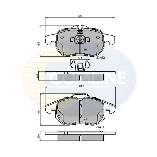 Comline 4 x Front Brake Pad Set fits Cadillac Bls 2006-2010 1.9 2.0 2.8