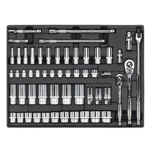 Sealey Tool Tray with Socket Set 55pc 3/8" & 1/2"Sq Drive TBT31 Sealey - Dynamic Drive