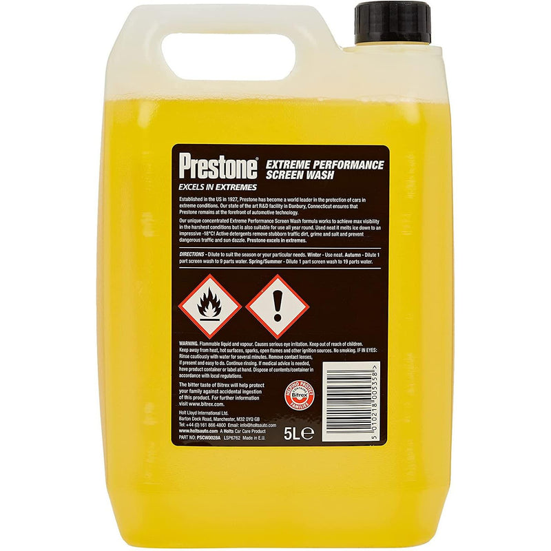 Prestone Extreme Performance Concentrated Screen Wash Removes Dirt 5 Litre Prestone  - Dynamic Drive