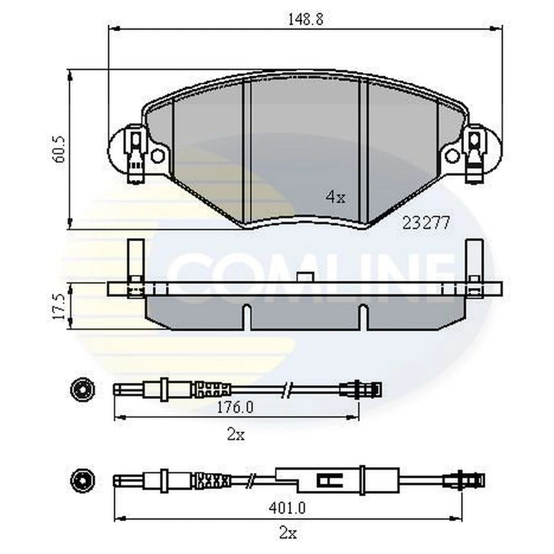 Comline 4 x Front Brake Pad Set fits Citroën C5 I 2001-2004 1.8 2.0