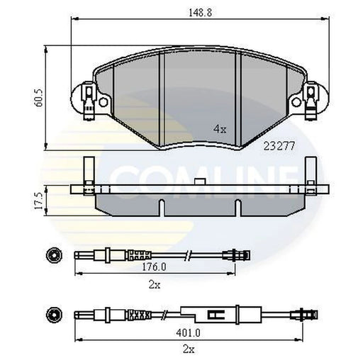 Comline 4 x Front Brake Pad Set fits Citroën C5 I 2001-2004 1.8 2.0