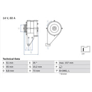 Bosch Car Alternator 12V fits Renault Twingo I 1993-1996 1.2