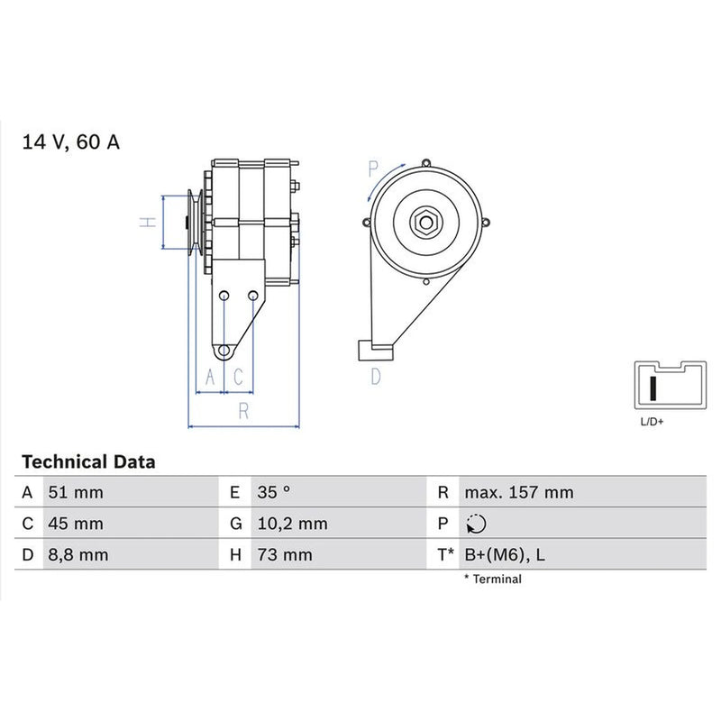 Bosch Car Alternator 12V fits Renault Twingo I 1993-1996 1.2