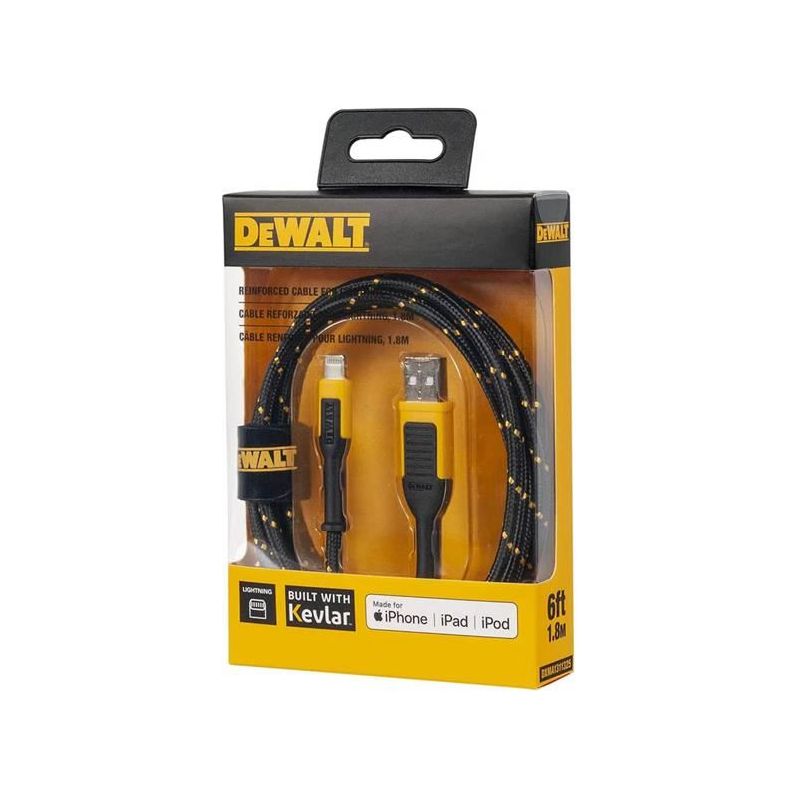 Dewalt Telecoms USB A to Lightning® Reinforced Charging Cable 1.8m (6ft) DEWALT Telecoms - Dynamic Drive