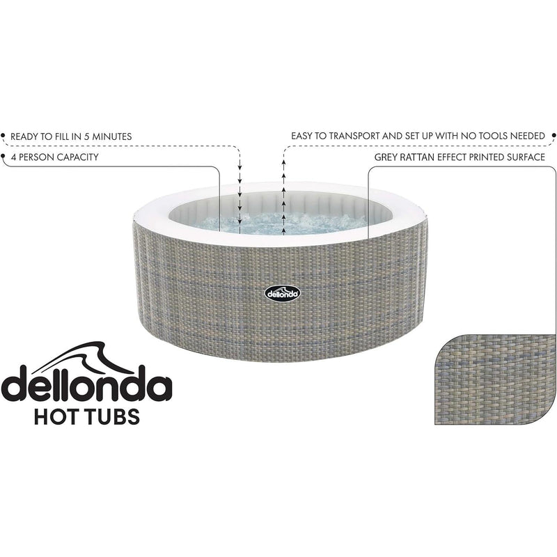 Dellonda 2-4 Person Inflatable Hot Tub Spa with Smart Pump - Rattan Effect Dellonda - Dynamic Drive