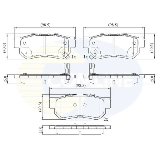 Comline Front & Rear Pads fits Hyundai Getz 2002-2010 1.1 1.3 1.4 1.5 1.6