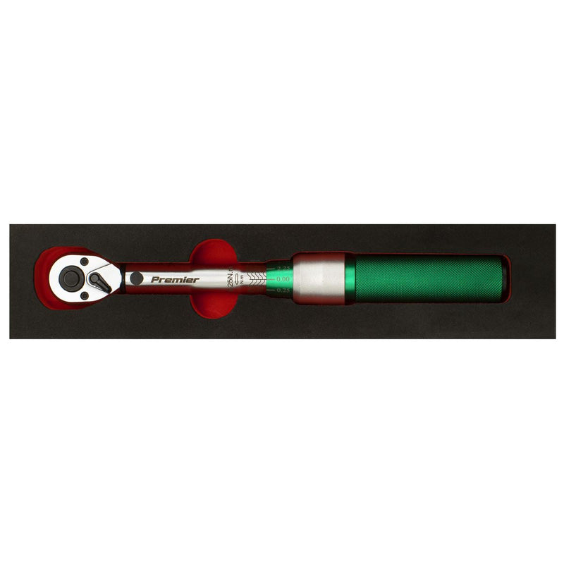 Sealey Torque Wrench Micrometer Style 1/4"Sq Drive 5-25Nm Calibrated STW901 Sealey - Dynamic Drive