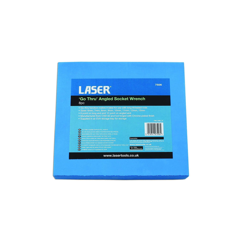 Laser Go Thru Angled Socket Spanner Set 8pc 7506 Laser - Dynamic Drive