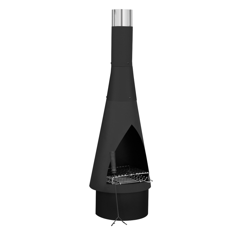 Dellonda Outdoor Chiminea Fireplace Fire Pit Heater Durable Black Steel Dellonda  - Dynamic Drive