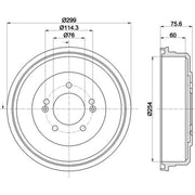 Mintex Brake Drum Assembly Rear fits Hyundai Santa Fé I 2000-2006 2.0 2.4 2.7