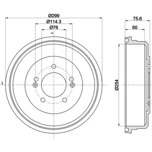 Mintex Brake Drum Assembly Rear fits Hyundai Santa Fé I 2000-2006 2.0 2.4 2.7