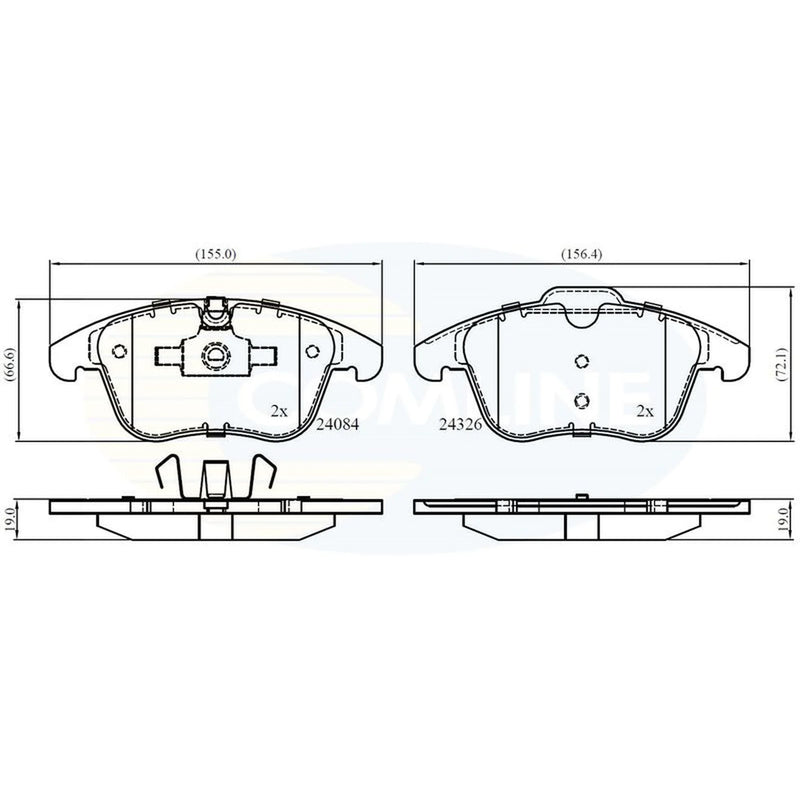 Comline 4 x Front Brake Pad Set fits Daimler Super Eight 2005-2009 4.2