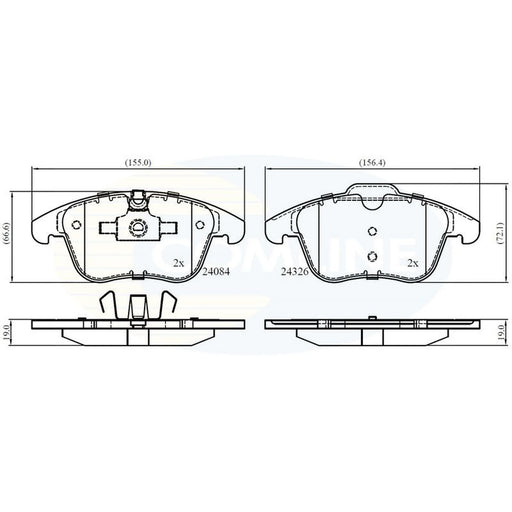 Comline 4 x Front Brake Pad Set fits Daimler Super Eight 2005-2009 4.2
