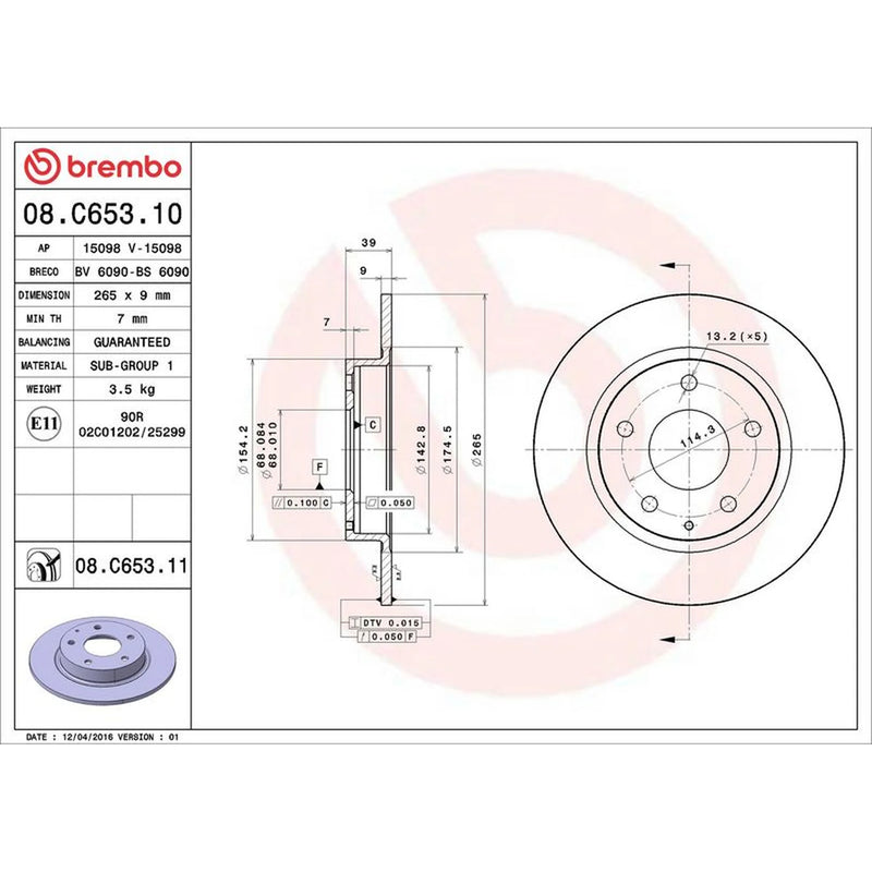 Brembo Rear Brake Solid Discs & Pads fits Mazda CX-3 2018 on 2.0