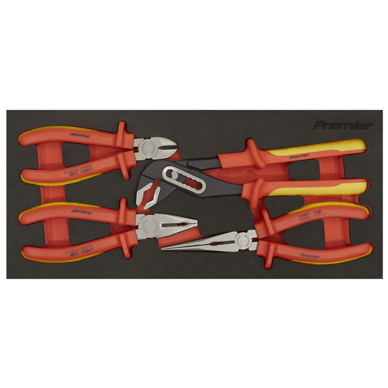 Sealey Premier Premier Insulated Pliers Set with Tool Tray 4pc - VDE Approved Sealey Premier - Dynamic Drive