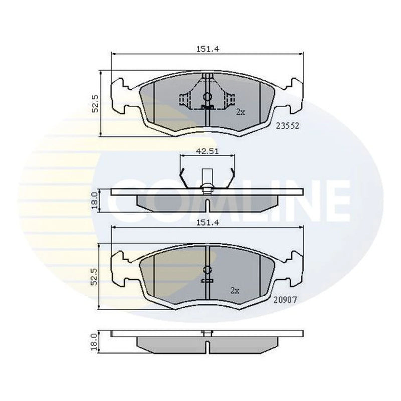 Comline 4 x Front Brake Pad Set fits Fiat Palio 1996-2003 1.0 1.2 1.4 1.6