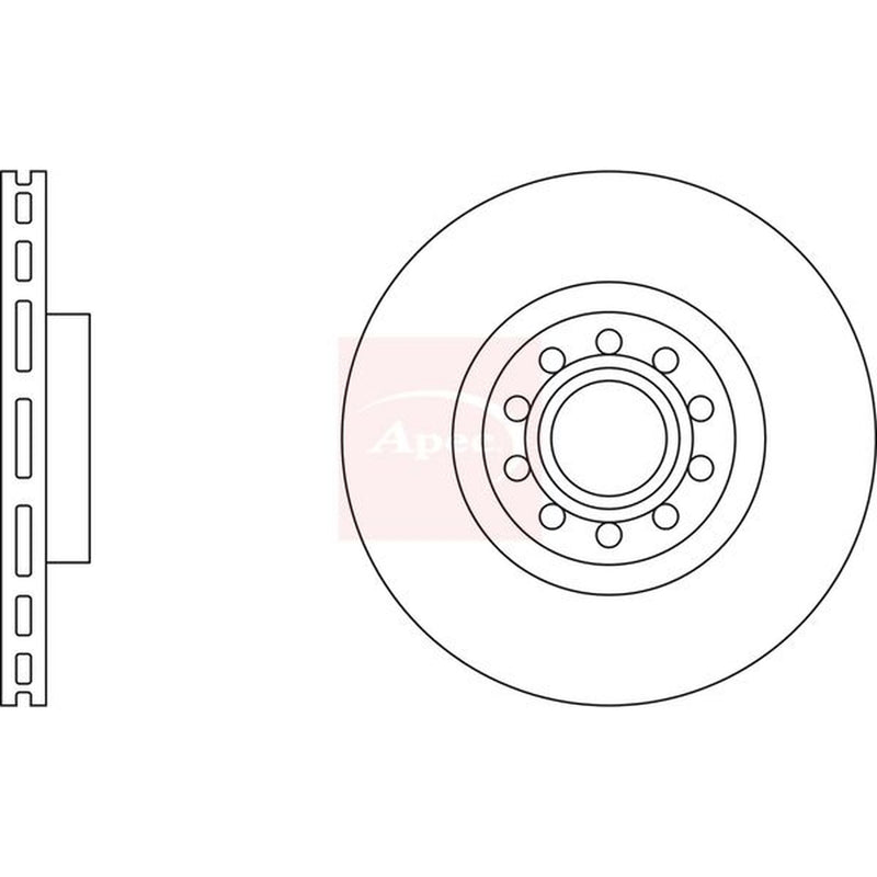 Apec 2 x Vented Brake Discs fits Audi A8 D2 1994-2002 2.8 3.7 4.2