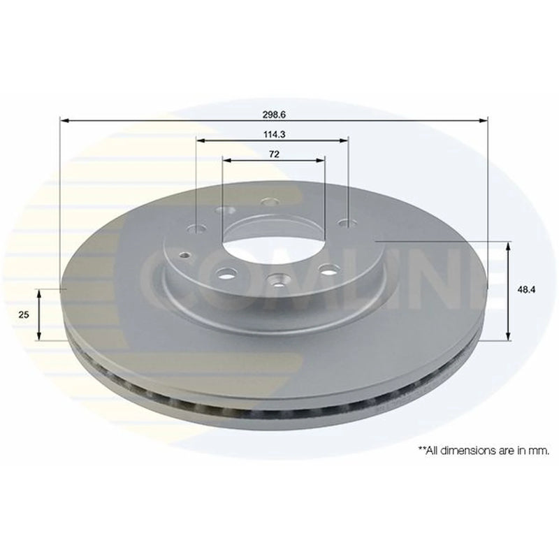 Comline 2 x Internally Vented Brake Discs fits Mazda 6 2007-2013 1.8 2.0 2.2 2.5