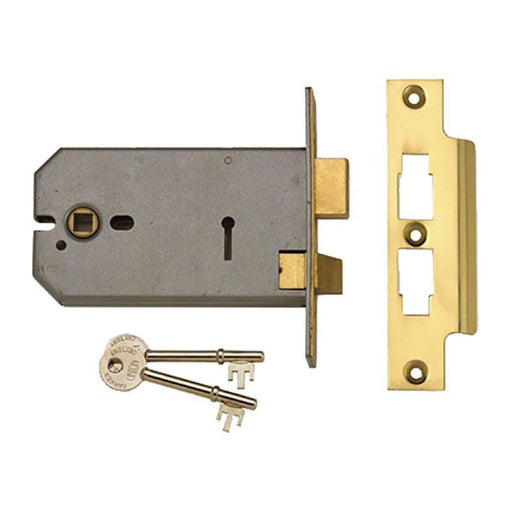 Union 2077-6 3 Lever Horizontal Mortice Lock Polished Brass 149mm UNION - Dynamic Drive