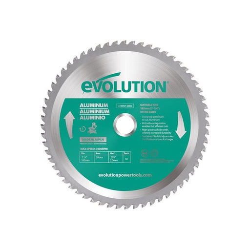 Evolution Aluminium Cutting Circular Saw Blade 185 x 20mm x 60T Evolution - Dynamic Drive