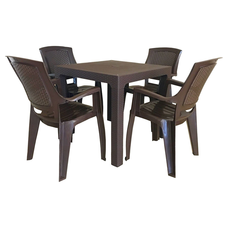 Flora 5 piece poly-propelene dining set (Expresso) F6030EX Quest - Dynamic Drive