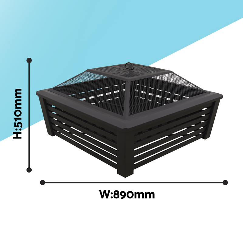 Dellonda 35" Square Outdoor Fire Pit Black Dellonda  - Dynamic Drive